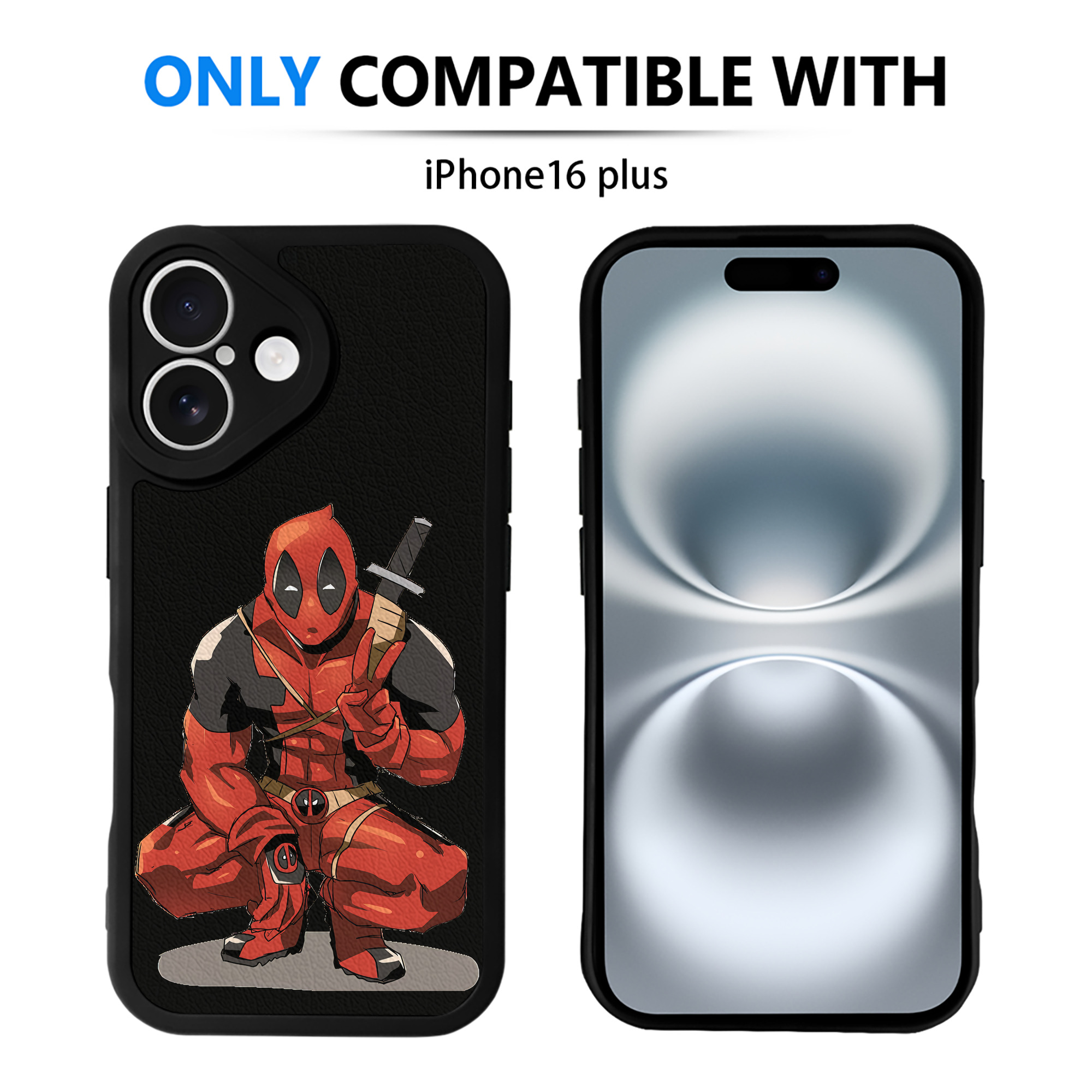 （画像用） Deadpool デッドプール 【iPhone 16シリーズ対応】シリコンスマホケース（レザー調） 材質：シリコン